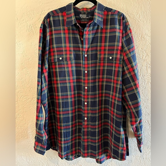 Polo Ralph Lauren red, green and black long sleeve button down size XL - Picture 1 of 6